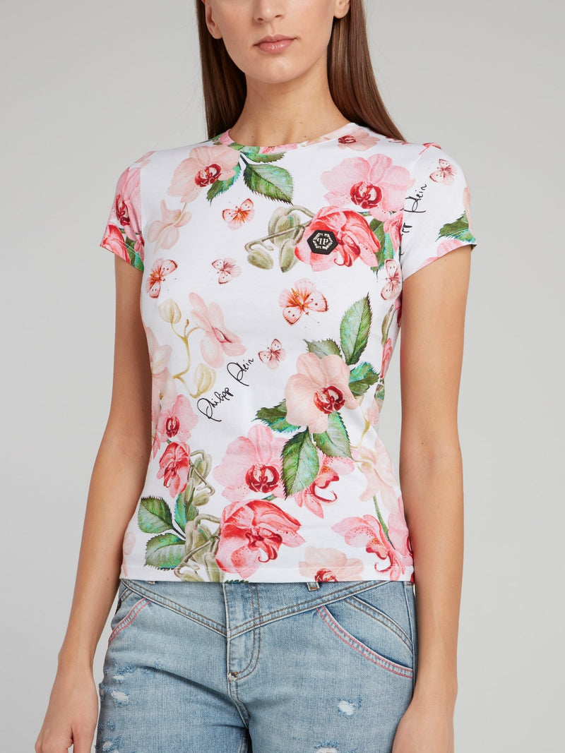 Floral Print Back Studded Fitted Shirt