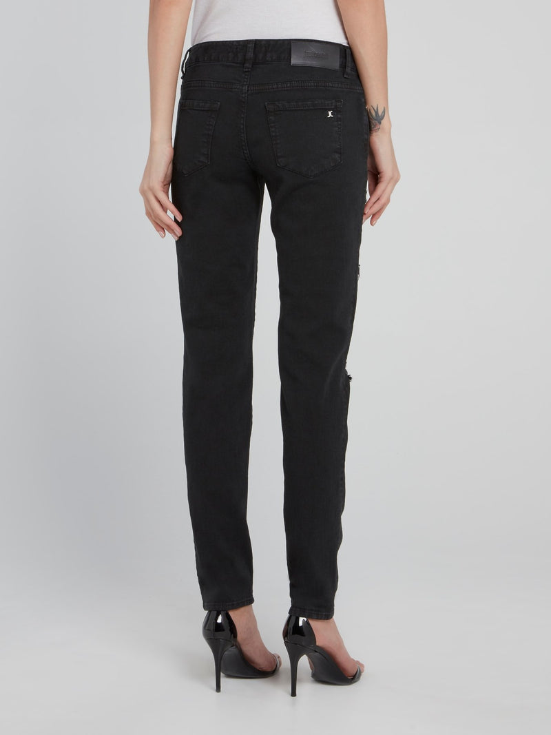 Black Distressed Denim Jeans