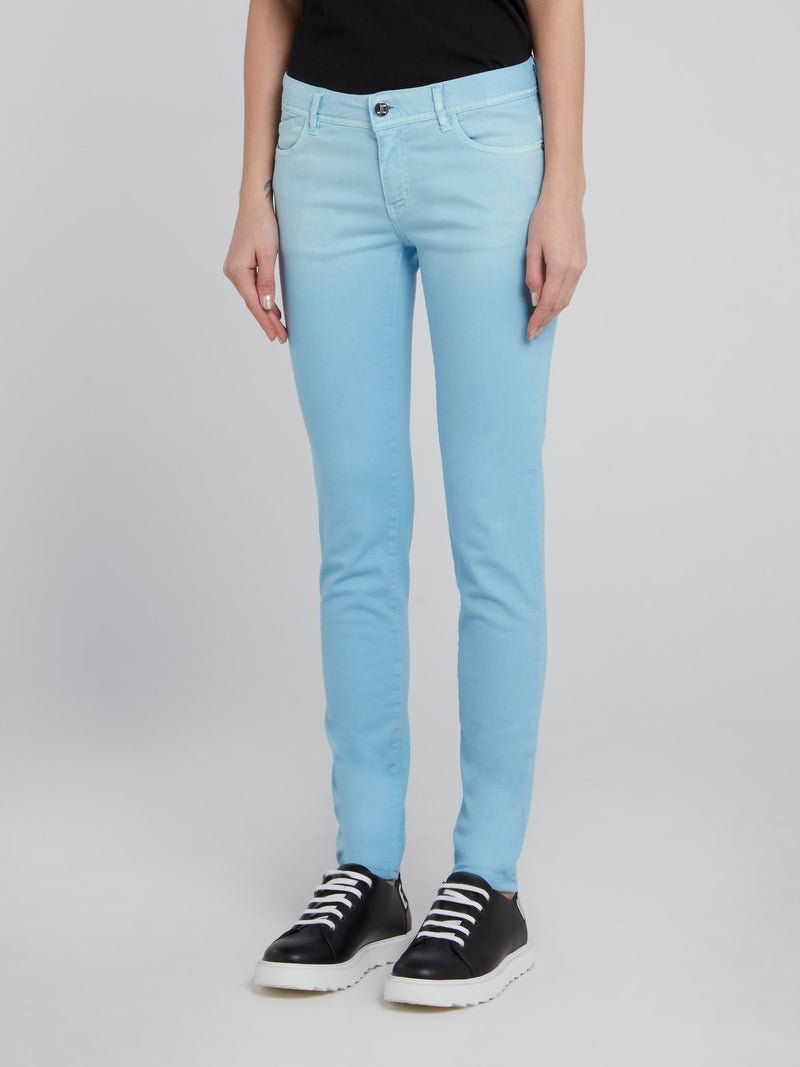 Blue Detailed Pocket Skinny Jeans
