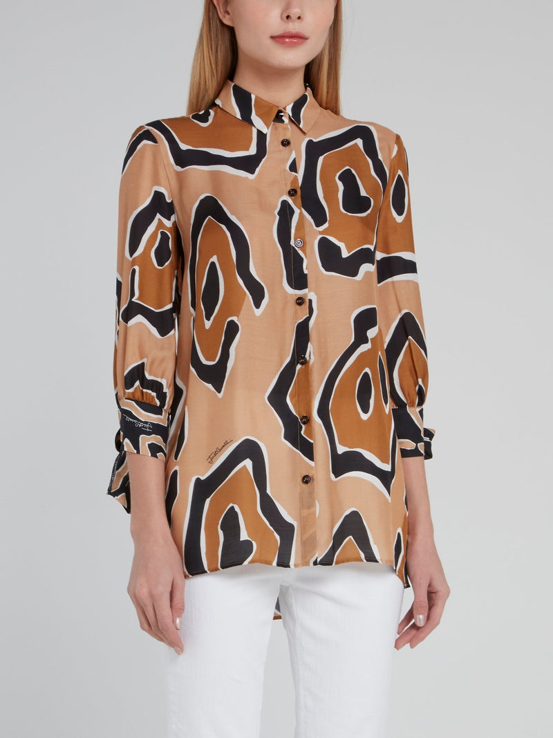 Brown Leopard Effect Viscose Shirt