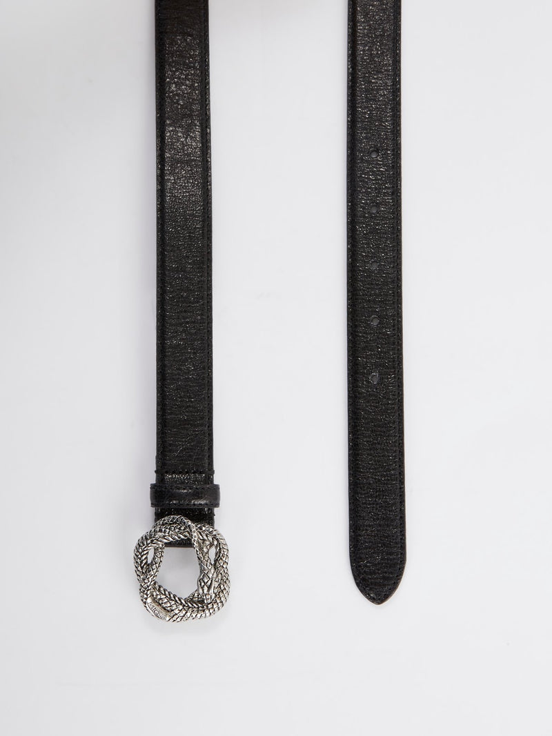 Black Snake Buckle Leather Belt