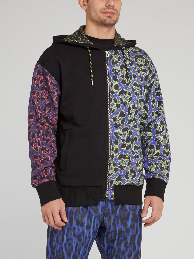 Разноцветная куртка на молнии с леопардовым принтом