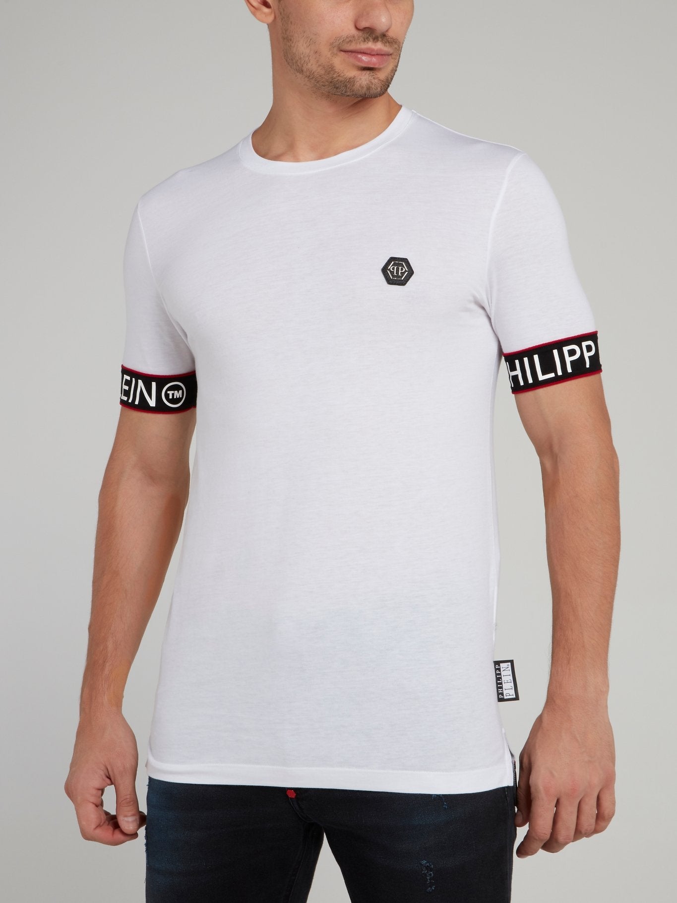 White Logo Edge Fitted Cotton Shirt