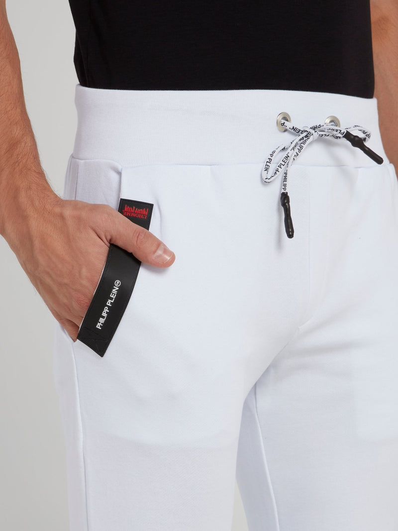 White Logo Slim Fit Jogging Trousers