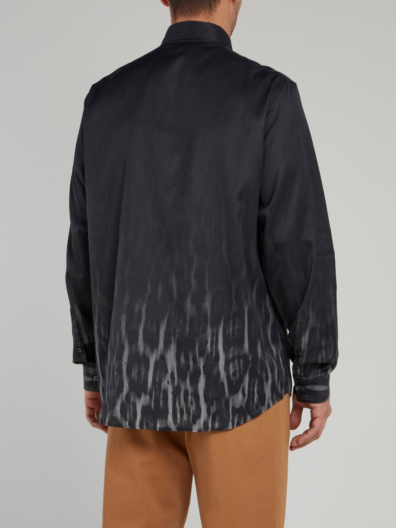 Black Leopard Fade Print Long Sleeve Shirt