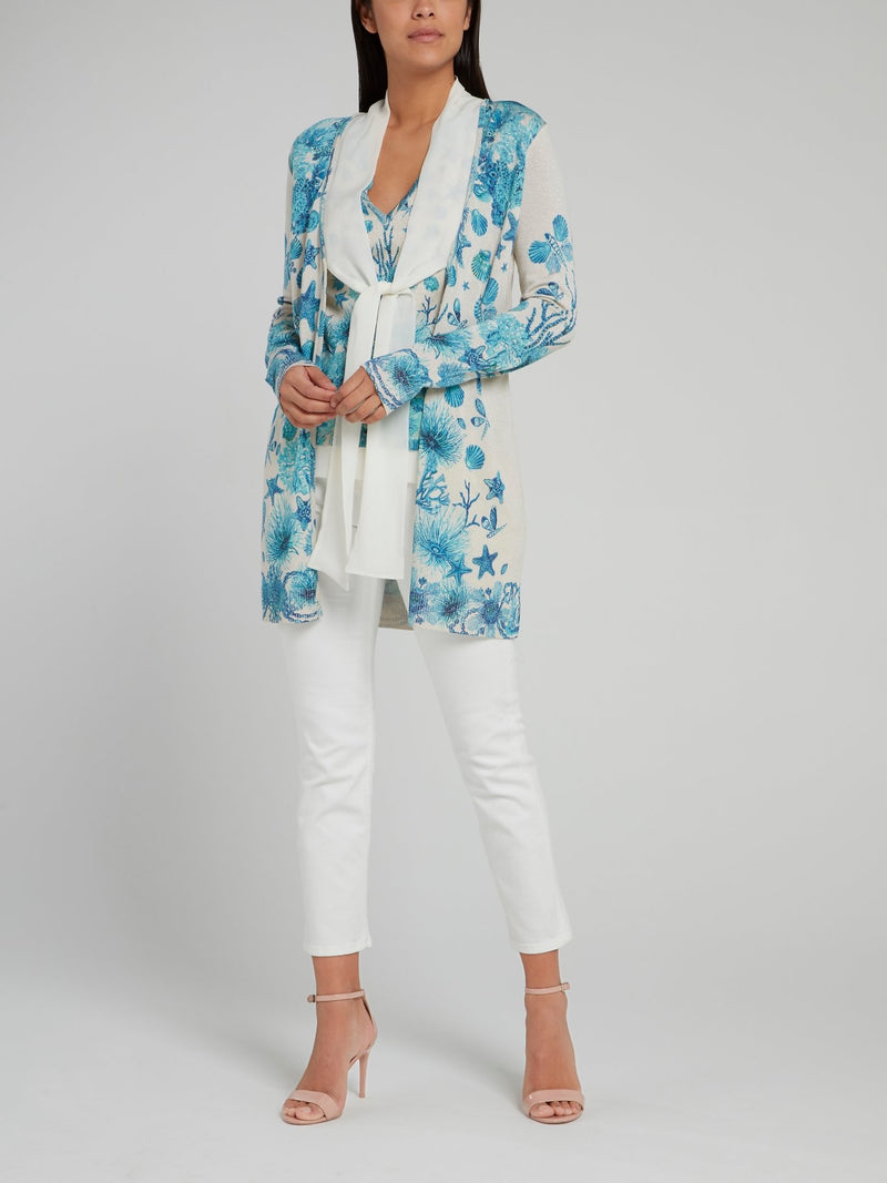 Ocean Print Knitted Sleeveless Top