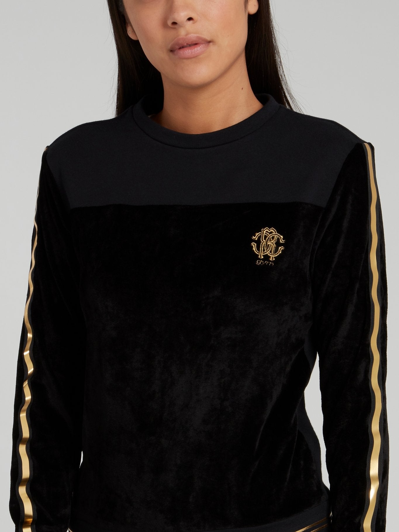 Black Velvet Gold Stripe Sweatshirt