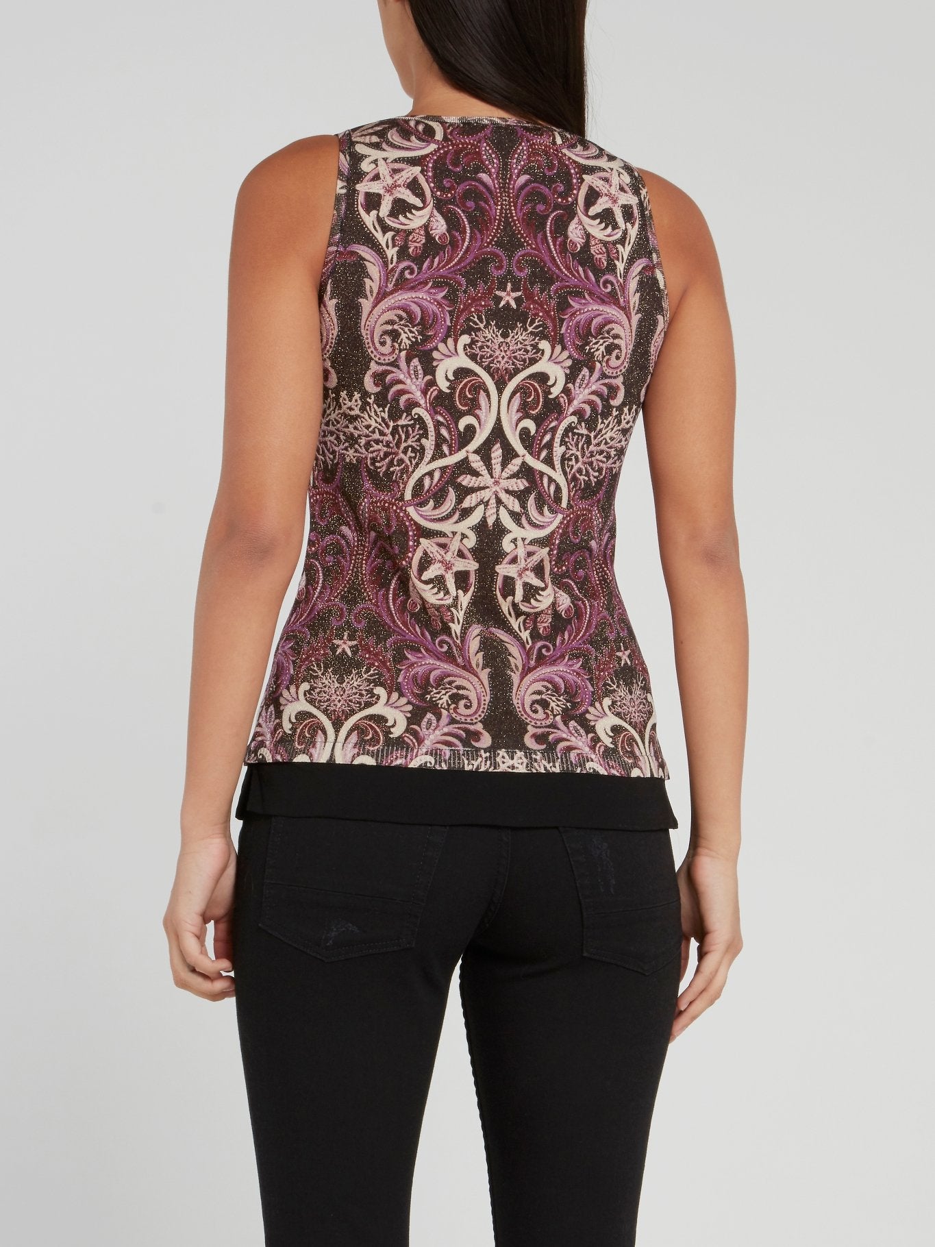 Baroque Print Knitted Sleeveless Top