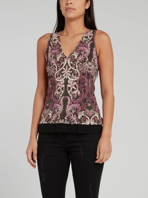 Baroque Print Knitted Sleeveless Top