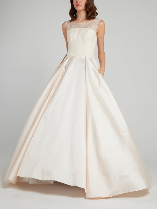 Bateau Empire Ball Gown Bridal Dress