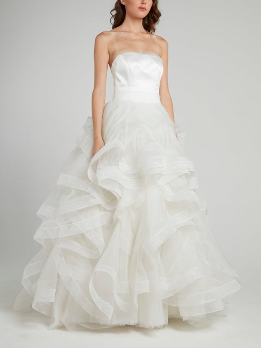 White Frill A-Line Bridal Gown