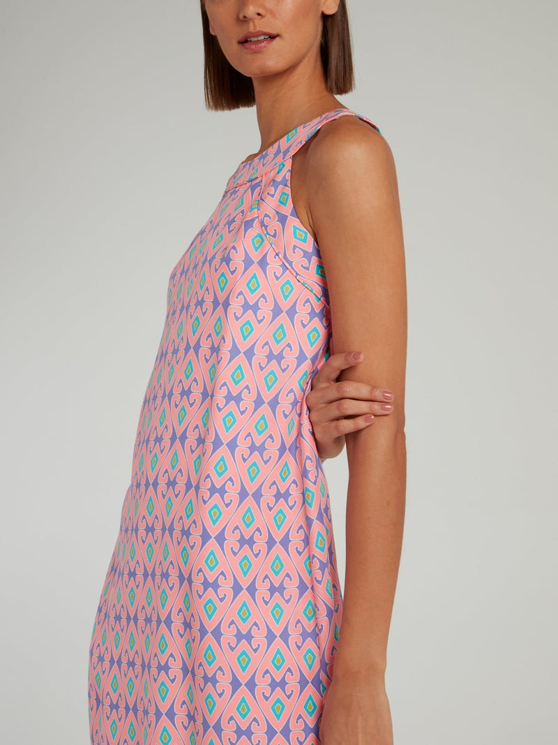 Розовое шелковое платье-шифт с вырезом "замочная скважина" на спине