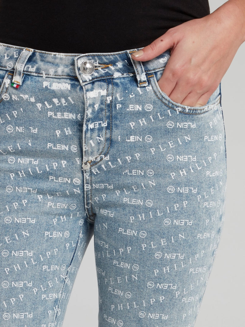 Облегающие джинсы с принтом в виде монограммы