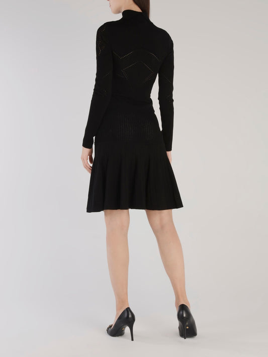 Black High Neck Knitted Dress