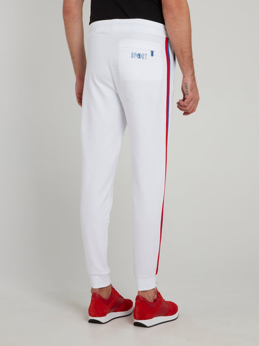 White Side Stripe Fleece Pants