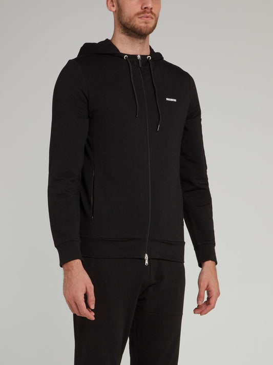 Black Rear Logo Hooded Jacket