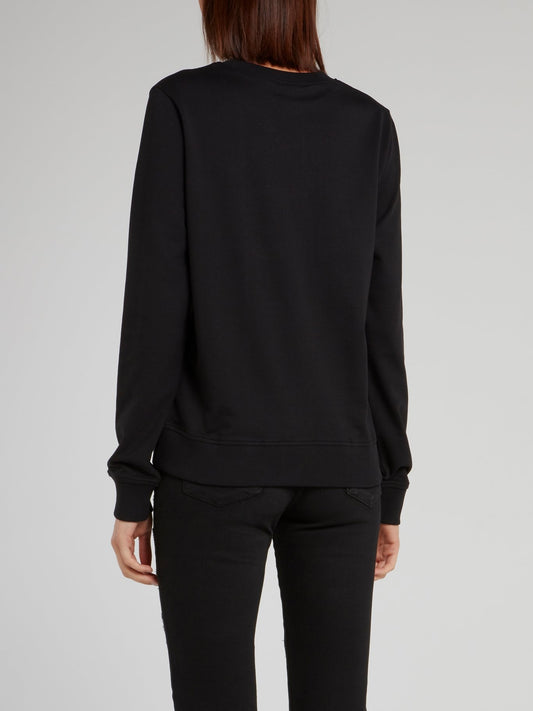 Black Crystal Embellished Sweatshirt