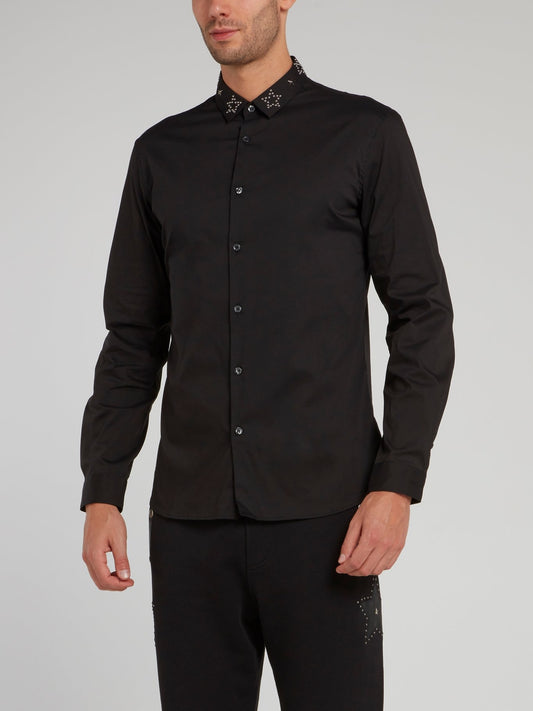 Black Star Embellished Collar Shirt