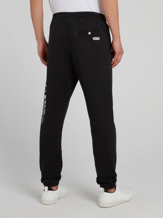 Black Printed Drawstring Trousers