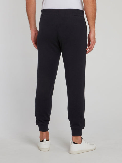 Navy Logo Side Stripe Knitted Trousers