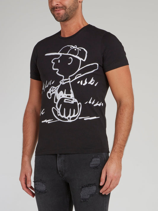 Charlie Brown Black Cotton T-Shirt