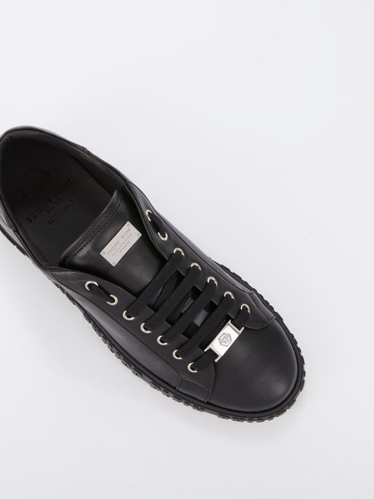 Black Embossed Logo Sole Sneakers