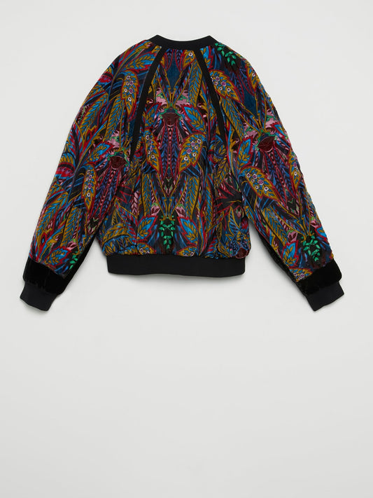 Tropical Print Bomber Jacket