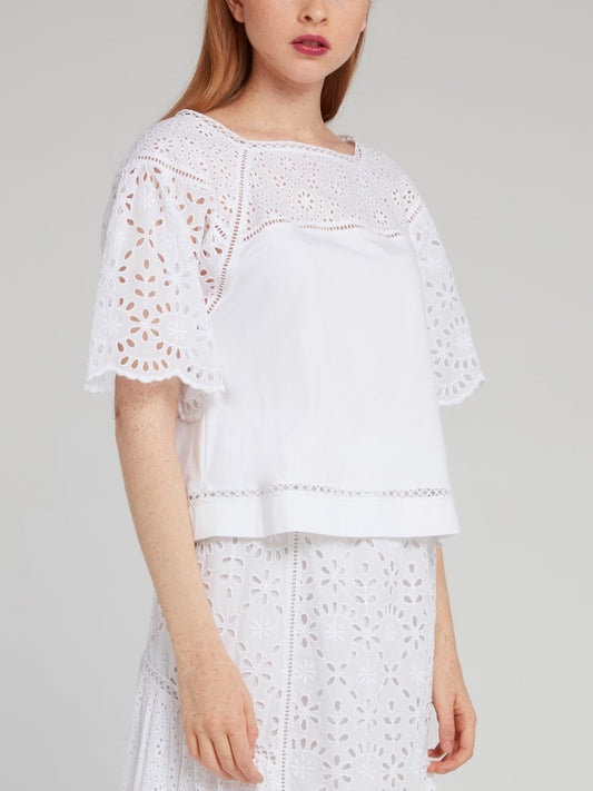 White Butterfly Sleeve Shirt