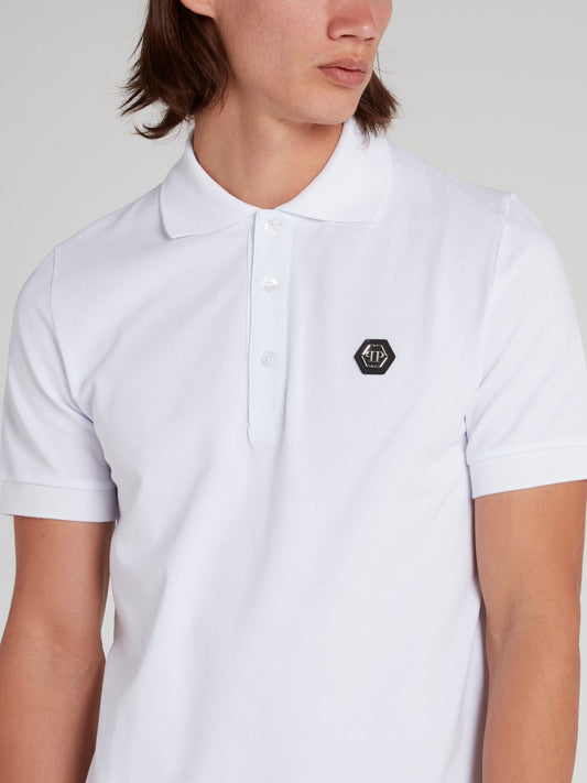 White Rear Skull Print Polo Shirt