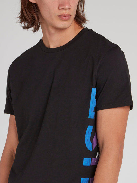 Black Side Logo Print T-Shirt