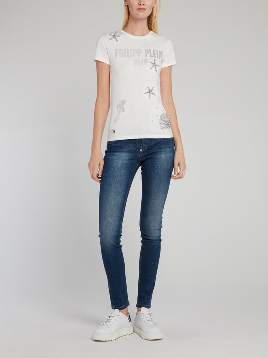 PP1978 White Studded Ocean T-Shirt