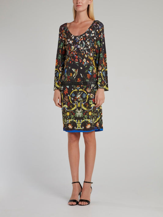 Floral Baroque Print Shift Dress