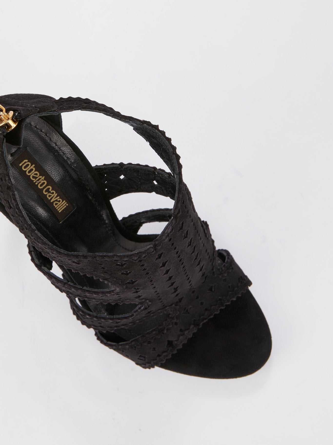 Black Perforated Cage Sandals