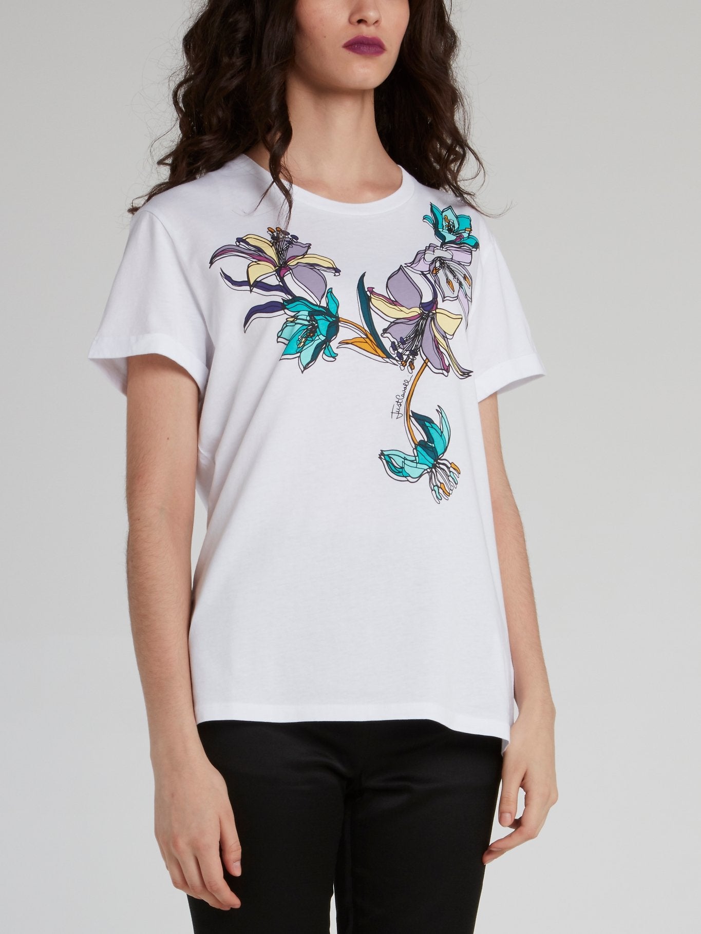 White Floral Sketch T-Shirt