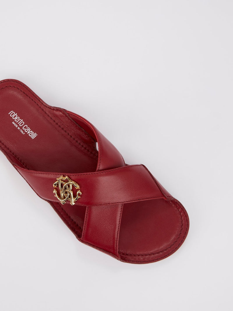 Red Monogram Crisscross Sandals