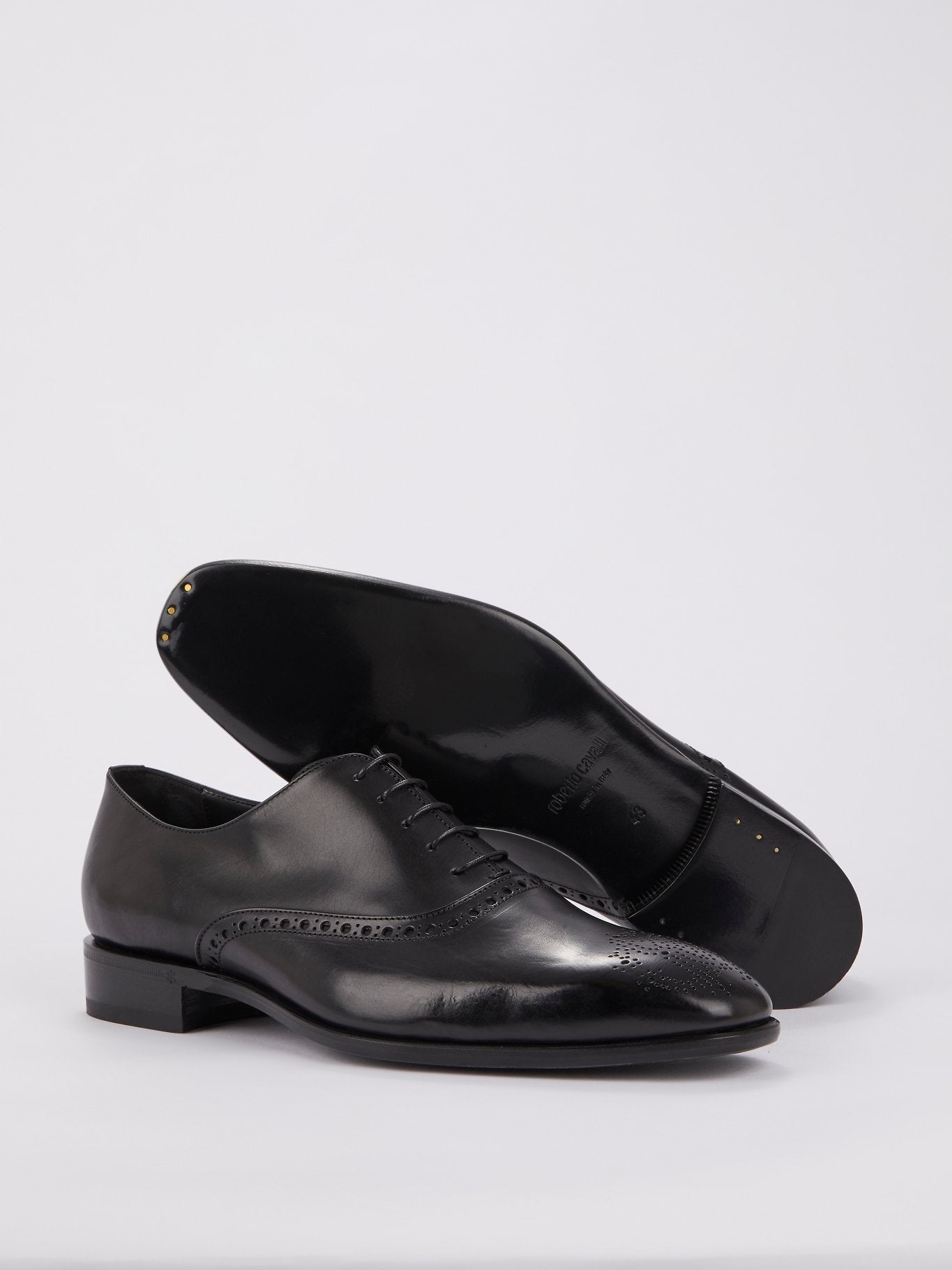 Black Perforated Oxford Shoes