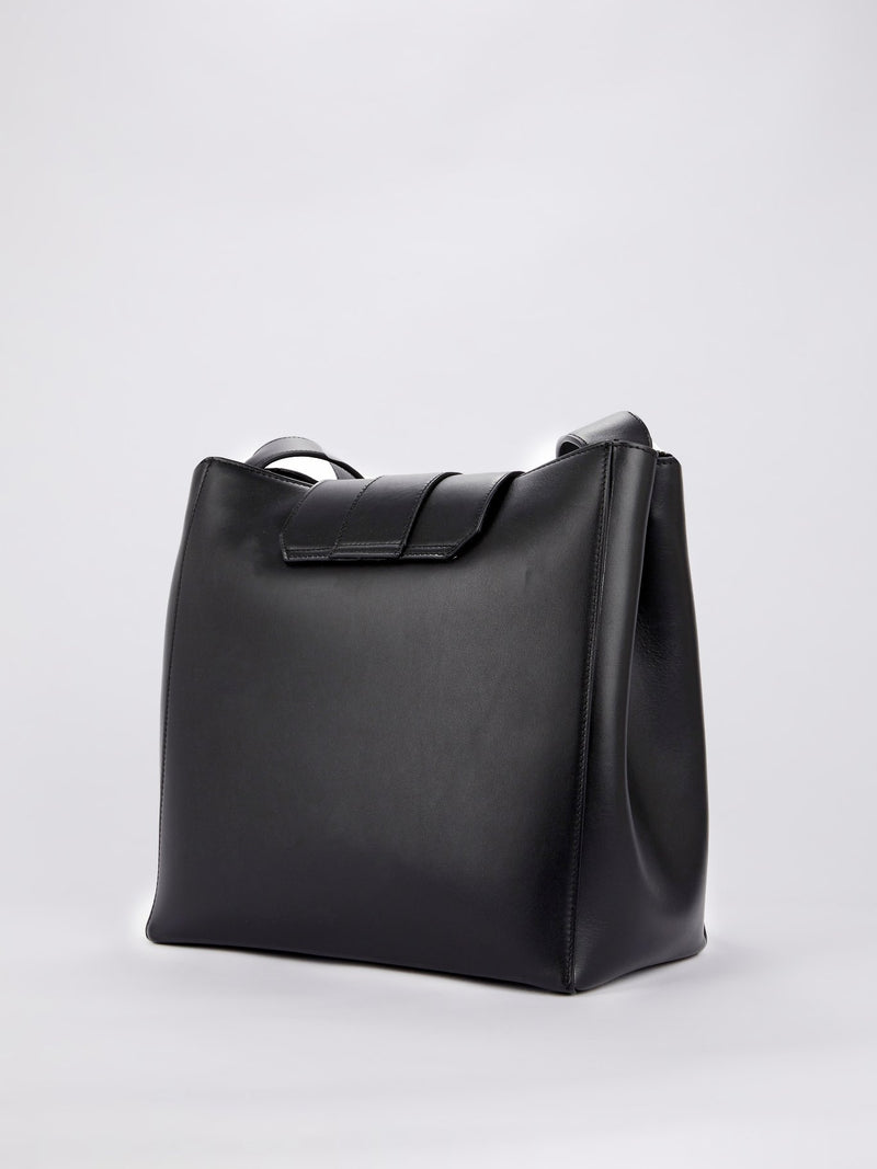 Black Front Flap Shoulder Bag