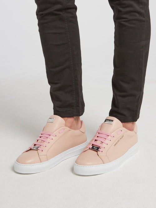 Pink Low Top Leather Sneakers