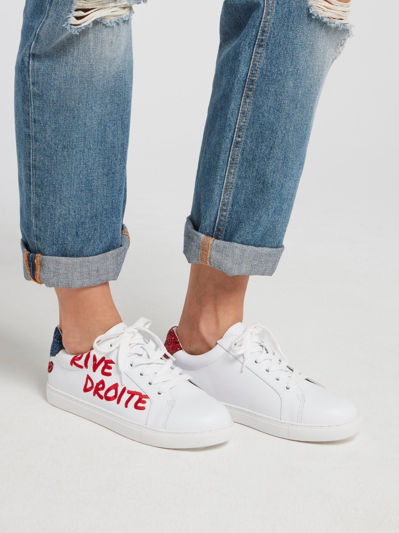 Simone Mismatched Sequin Heel Patch Sneakers