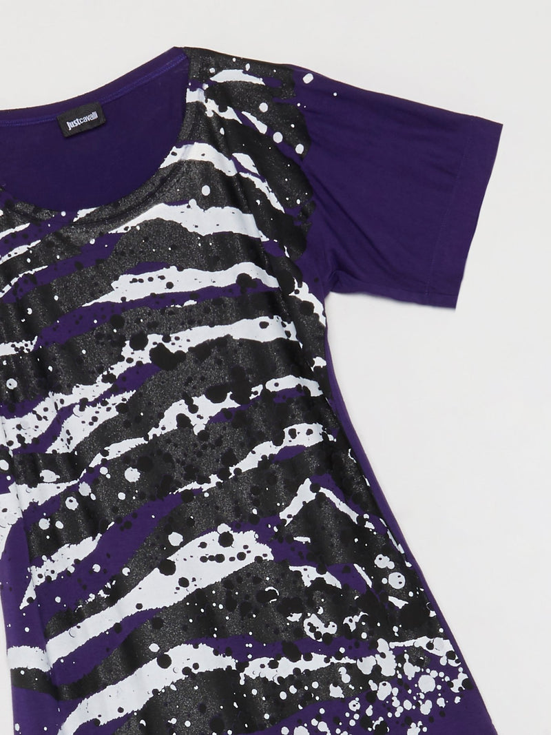 Purple Paint Splatter Print Shirt