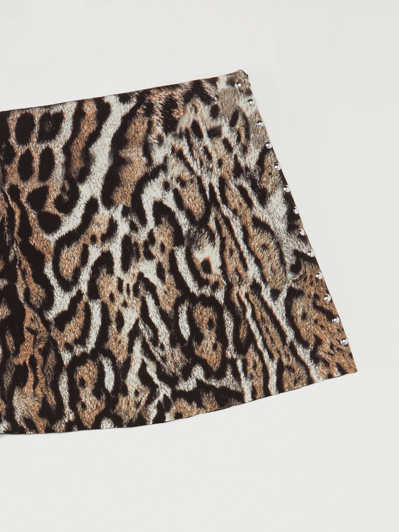 Leopard Print Stud Detail Mini Skirt