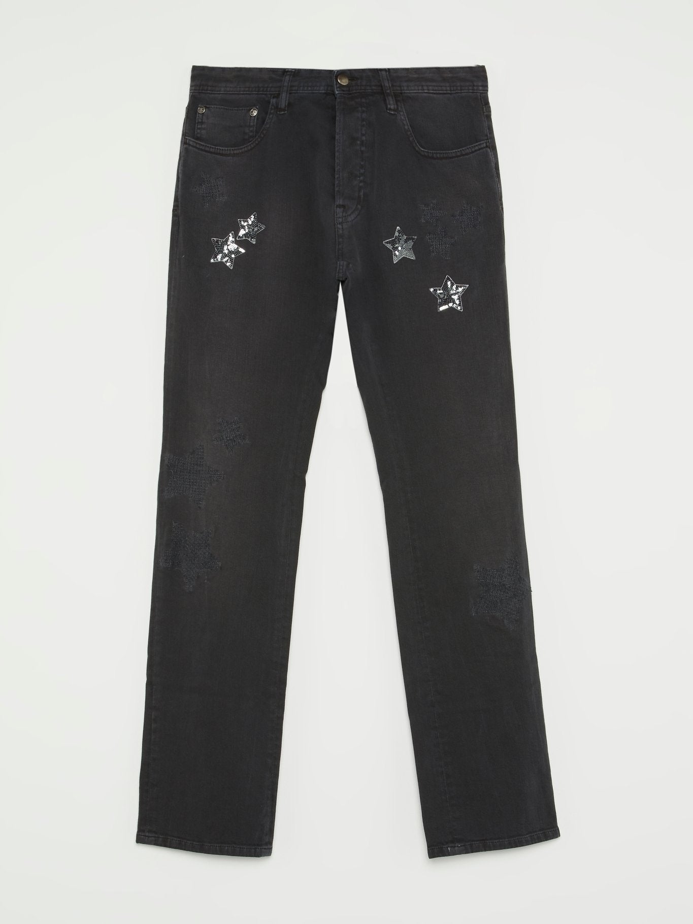 Black Sequin Star Detail Pants