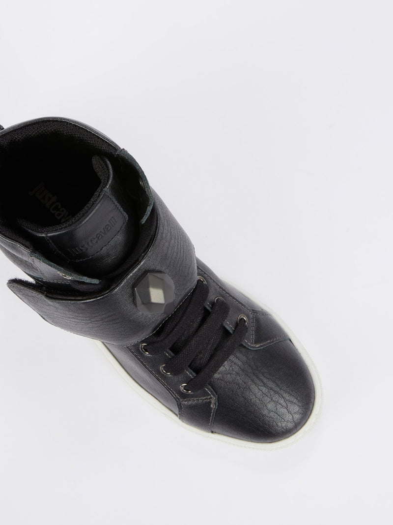 Black Snake Head Embellished Sneakers
