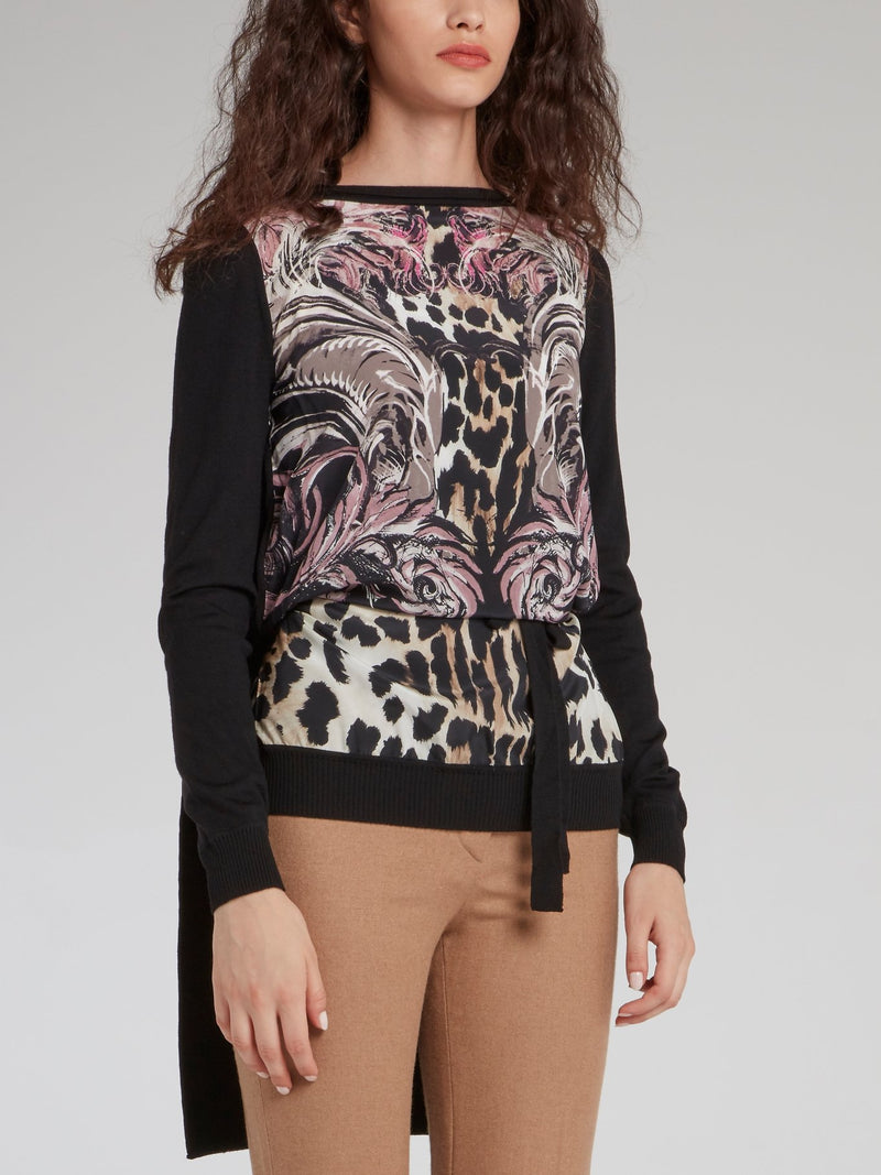 Leopard Baroque Print Long Tail Top
