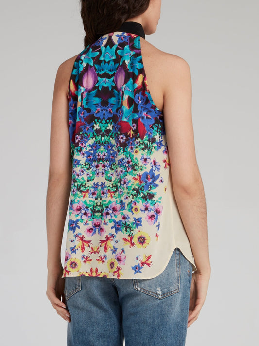 Floral Print Bow Tie Halter Top