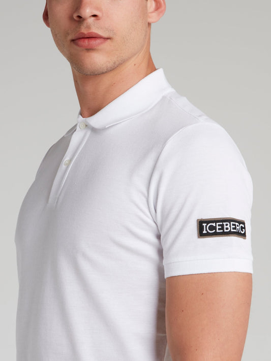 White Appliquéd Logo Polo Shirt