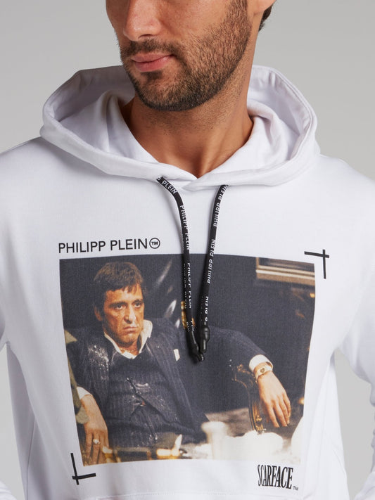 Scarface White Drawstring Hoodie