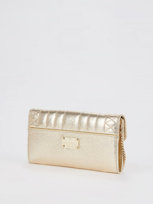 Gold Leather Clutch Bag