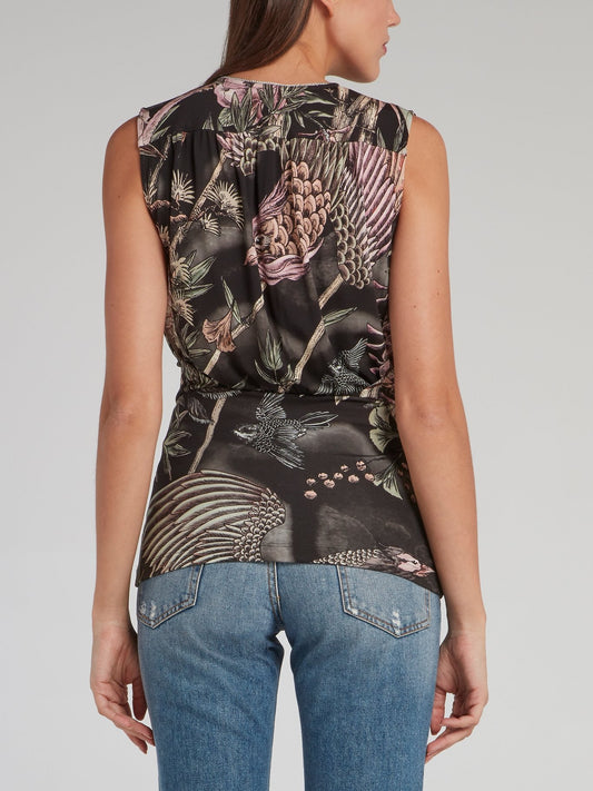 Jungle Print Surplice Top