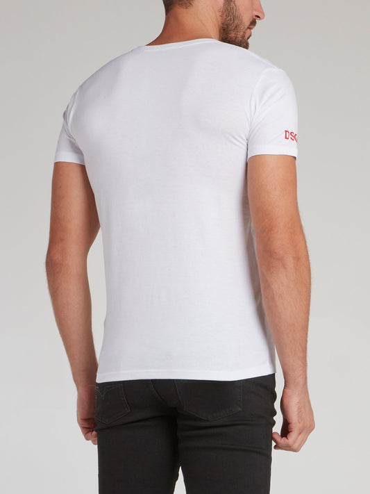 White Graphic Print Cotton T-Shirt